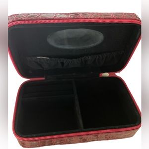 Red Faux Alligator Jewelry Travel Case